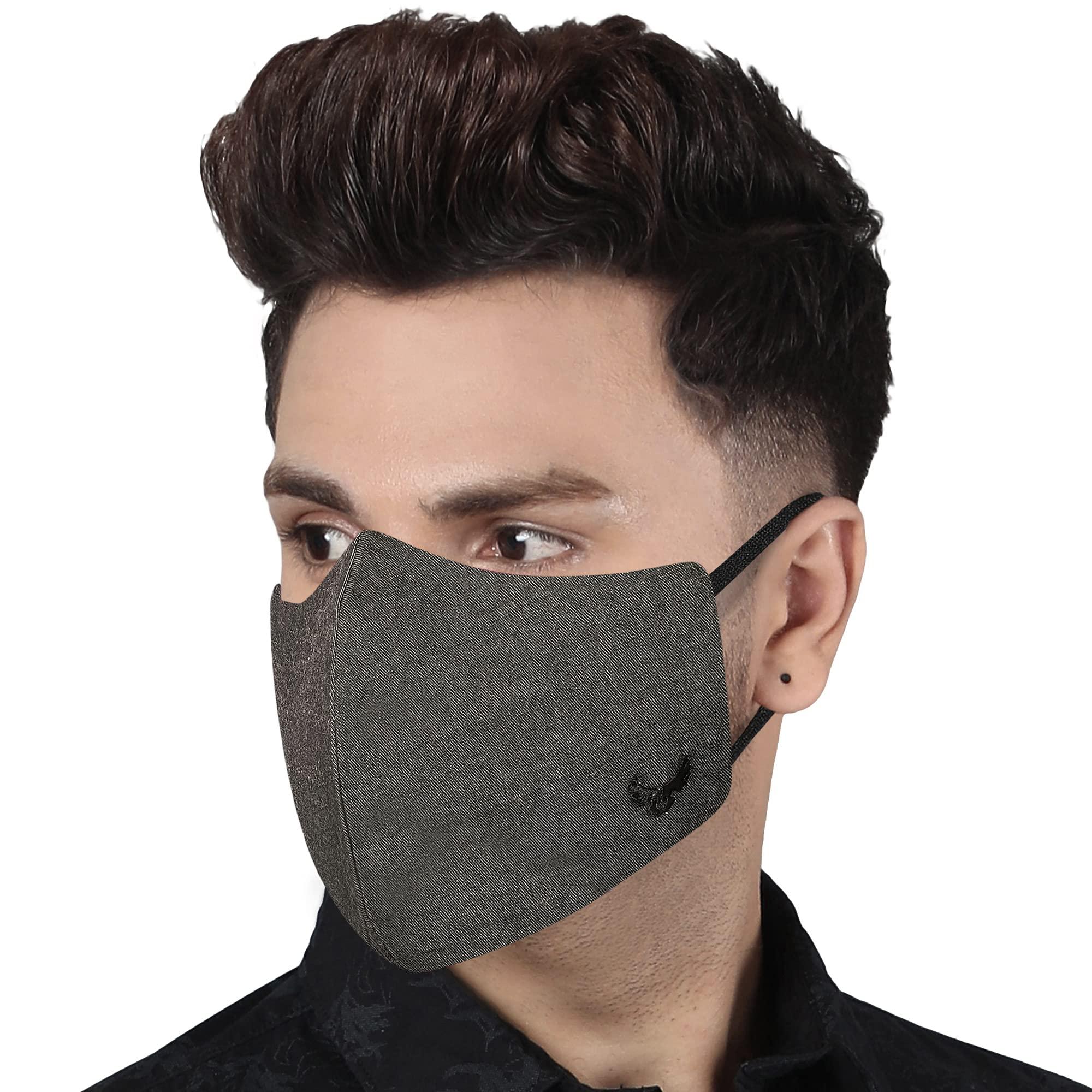 MASQ MASQ By Q-One Devil-Combo Breathable Protective Reusable Washable Masks, Anti-Bacterial (BFE>99%) 4 Layer Embroidered, Fashionable Cotton Cloth Face Mask for Men and boys with Ear Adjusters