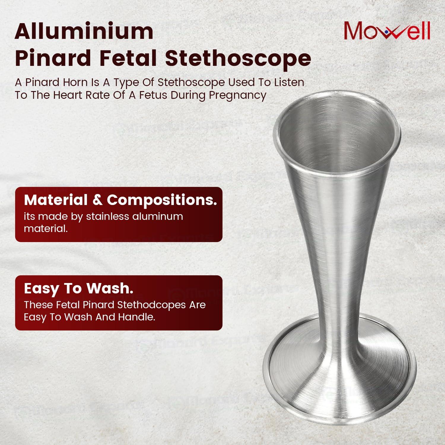 Mowell Mowell Fetoscope Foetal Pinard Plastic Stethoscope/Pinard Aluminium Stethoscope Gyna Instrument (silver)