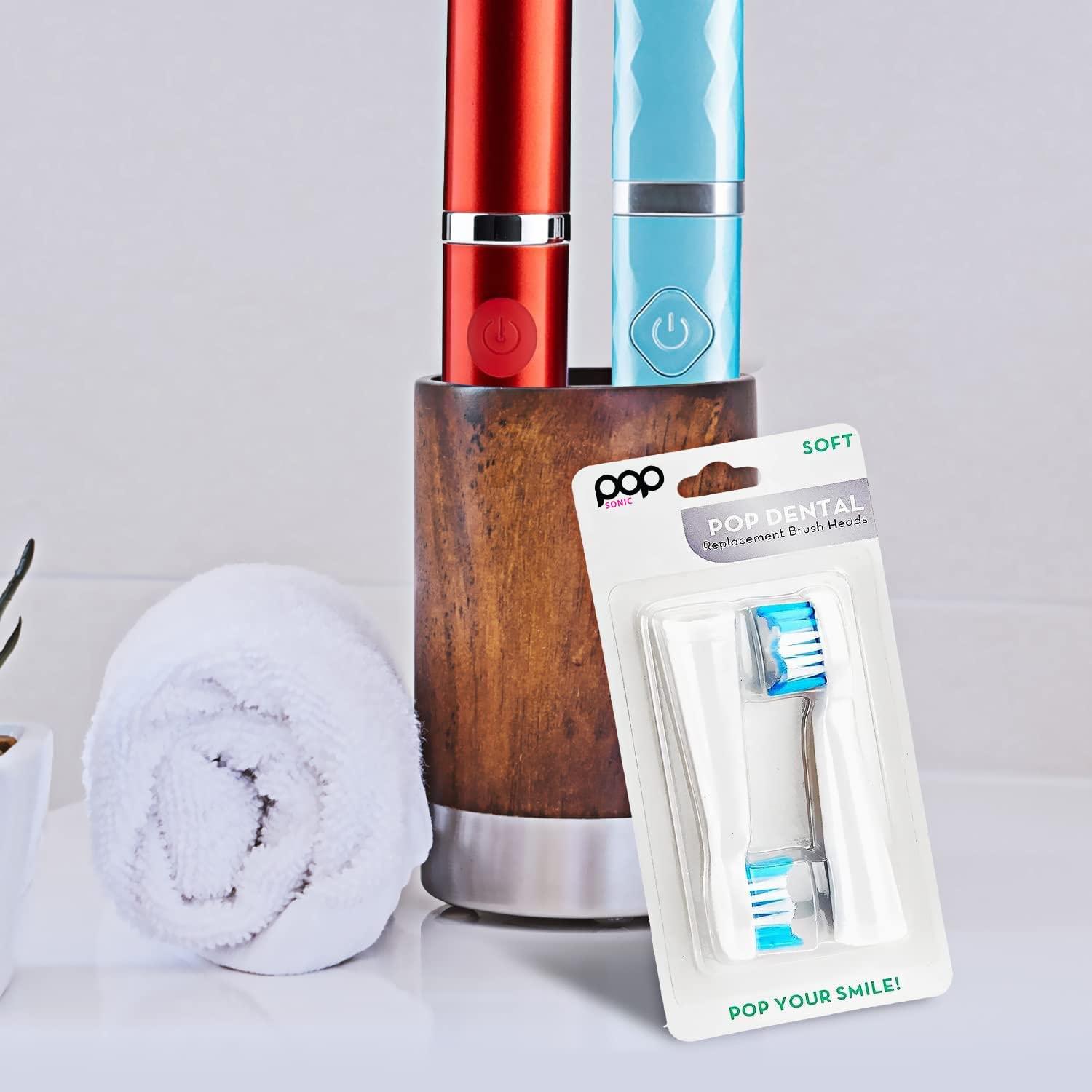 Pop Sonic Pop Sonic Replacement Toothbrush Heads Fit\'s with Go Sonic USB Sonic & Pro Sonic Toothbrushes - Pack of 2