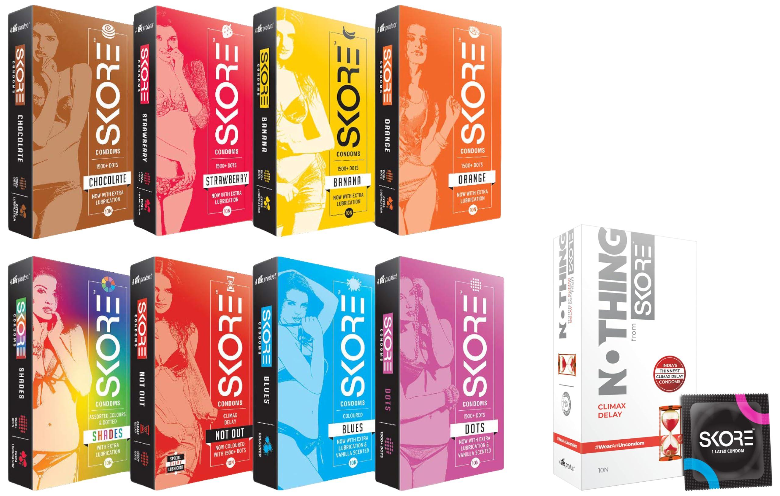Skore Skore New Adventure Pack & Skore Nothing Climax Delay Condoms Combo