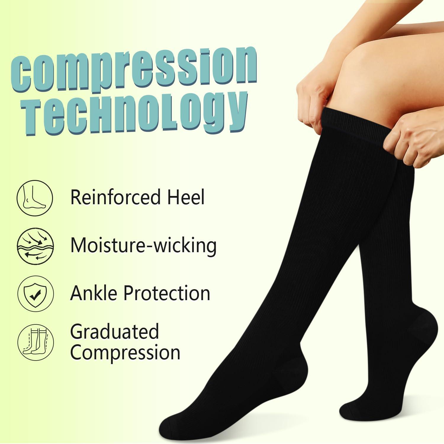 Iseasoo Compression Socks For Men & Women Circulation-Best For Medical Running Hiking Cycling 15-20 mmHg(S/M)