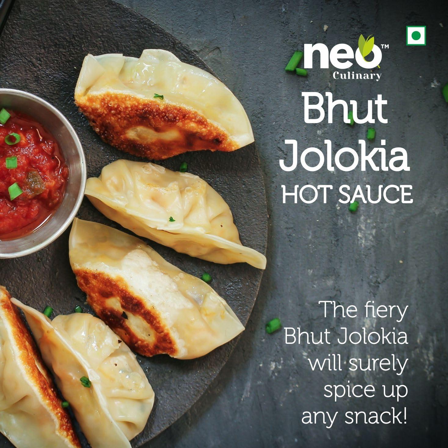 Neo Neo Bhut Hot Sauce 290g I Made of Ghost Peppers (Bhut Jolokia) I P1 I Extra Spicy Chilli Sauce I Topping & Dip for Snacks, Mix with Cheese, Mayonnaise I Ready to Eat Food I Farm Fresh I 100% Vegan I 290g (Pack of 1)