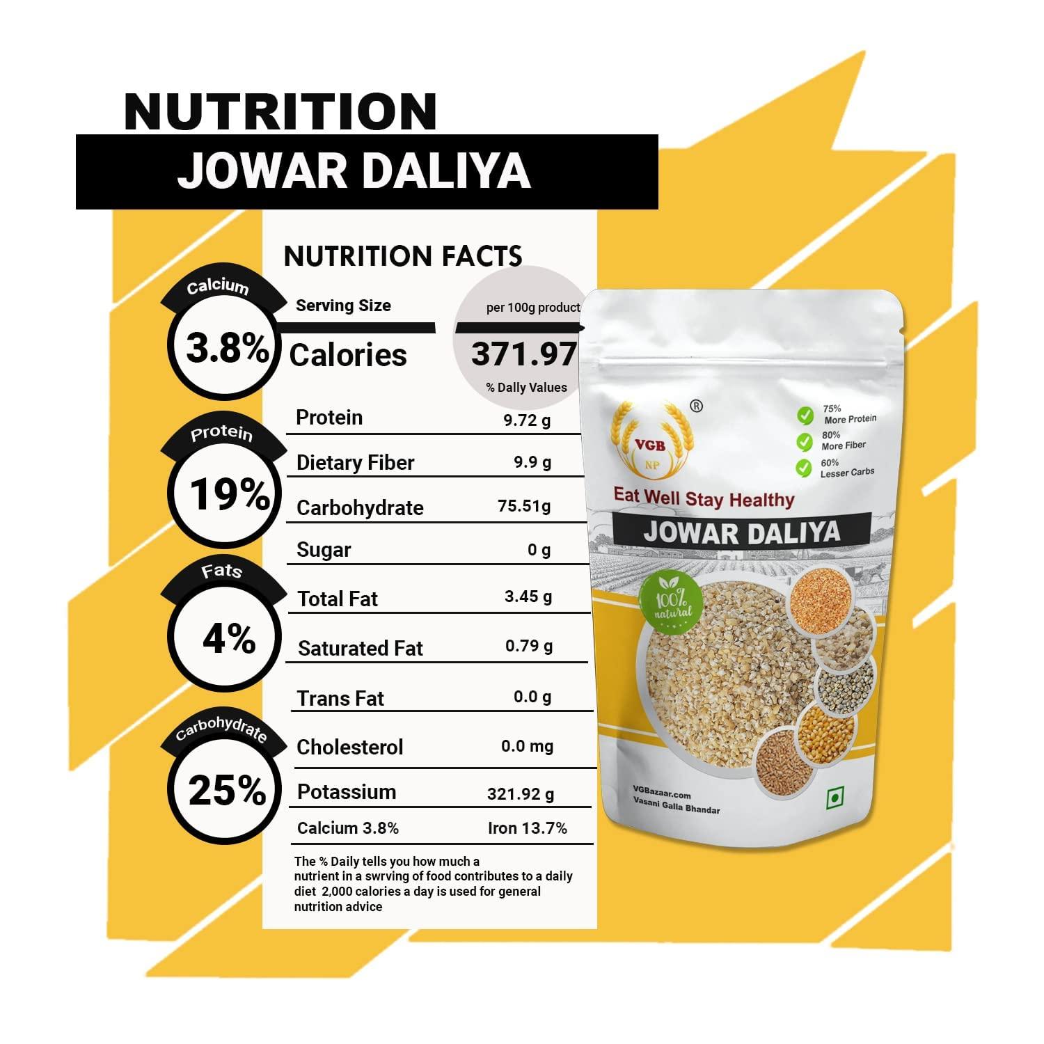 VGBNP VGBNP 100% Natural & original Jowar Daliya (Jonna ka Daliya) Sorghum Dalia,cholam seeds dalia (jonnalu |joar dalia |jowari) Healty Grains Fibre Rich/immunity builder Jowar Dalia- 1kg