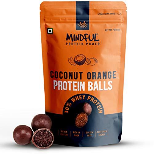 EAT Anytime Eat Anytime Mindful Healthy Coconut Orange Protein Balls | 30% Whey Protein | Rich in Protein & Fiber | Gluten Free Snacks, No Added Sugar | Healthy Chocolate Protein Snack - 100gm(Pack of 3)