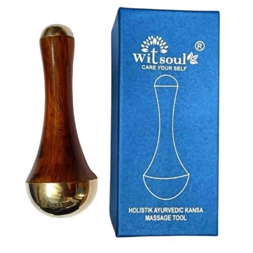 WITSOUL WITSOUL kansa Wand face and Foot Massager/Unique Design - 2 in 1 Massager/Two Different Sizes of Kansa Cups with Teak Wood Handle