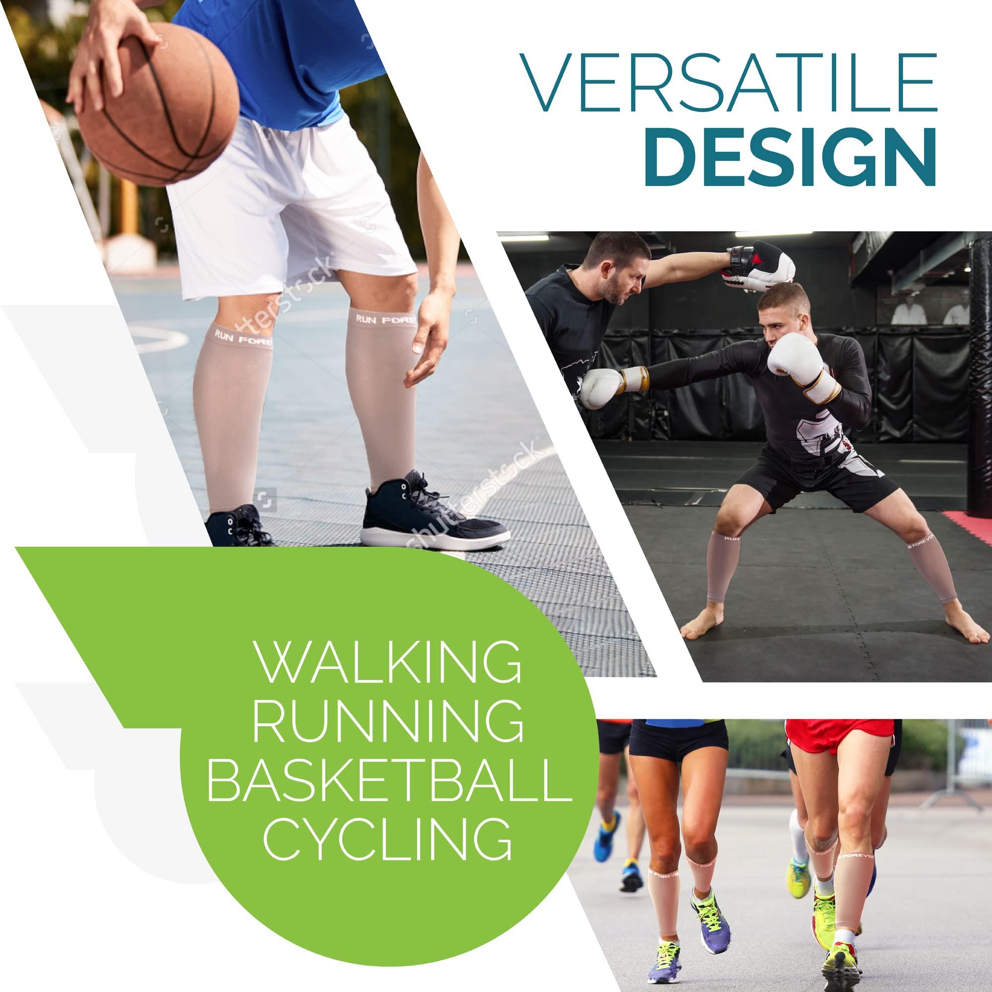 Run Forever Run Forever Calf Compression Sleeves for Men and Women - Leg Compression Sleeve - Footless Compression Socks for runners, Nude, X-Large