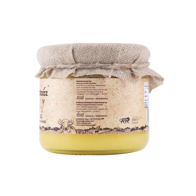 Vedaaz Vedaaz A2 Gir Cow Ghee | Organic Ghee| Bilona Method | Traditional Ghee made with Hand churned method | Low flame heated ghee| Made with A2 certified milk | Home-style ghee | Vedic Ghee - 300 ml