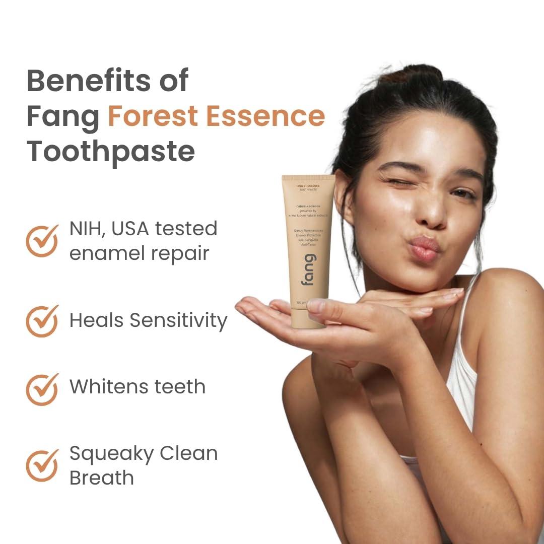 Fang Fang Forest Essence Natural Toothpaste|Fluoride Free Hydroxyapatite|Teeth Whitening|Heals Sensitive Teeth|Fights Cavities,Gum Diseases & Bad Breath|SLS & Chemical Free|Organic, Vegan (Forest Essence, 1)