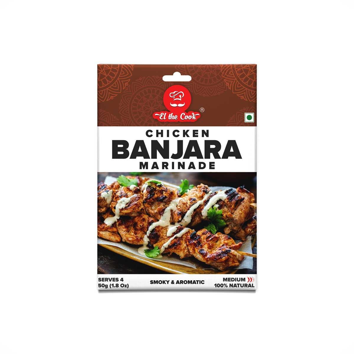 EL The Cook EL The Cook Banjara Kebab Marination Paste | Ready to Cook Masala - Just marinate & cook Restaurant style Banjara Chicken, Mushroom, Paneer Kabab | All Natural, 50g Serves 4-5 | 2 pack