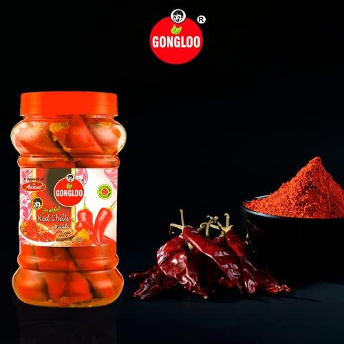 GONGLOO GONGLOO Homemade Red Chilli Pickle | Ready to Eat Lal Mirch Achar | High in Vitamin C & Fibre | Hygienically Packed | Rich in Antioxidants | Improves Digestion | 400 GM