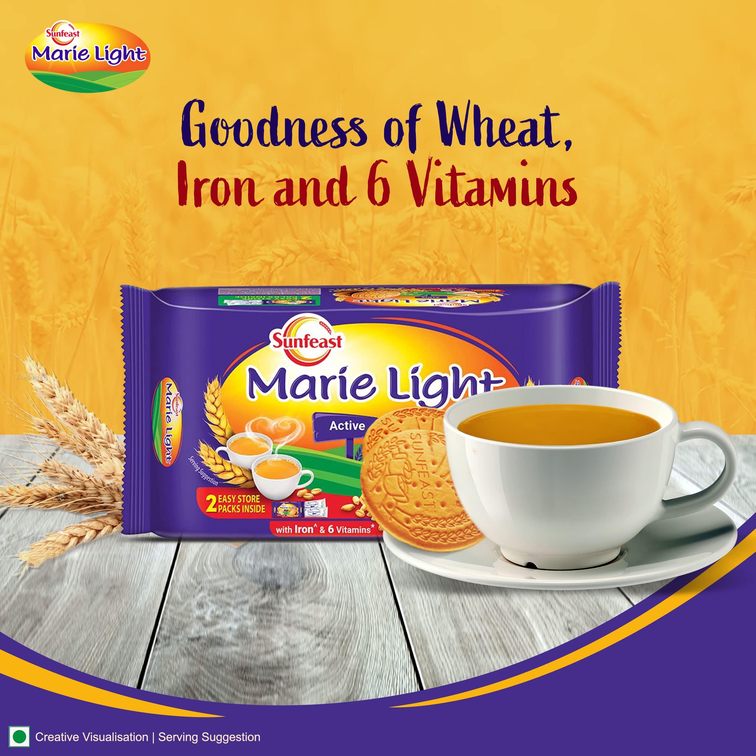 Sunfeast Farmlite Sunfeast Farmlite 5 Grain Digestive Biscuit, High Fibre Biscuit, Goodness of 5 Grains, 800 g Pack & Sunfeast Marie Light Active Bag, 1 kg