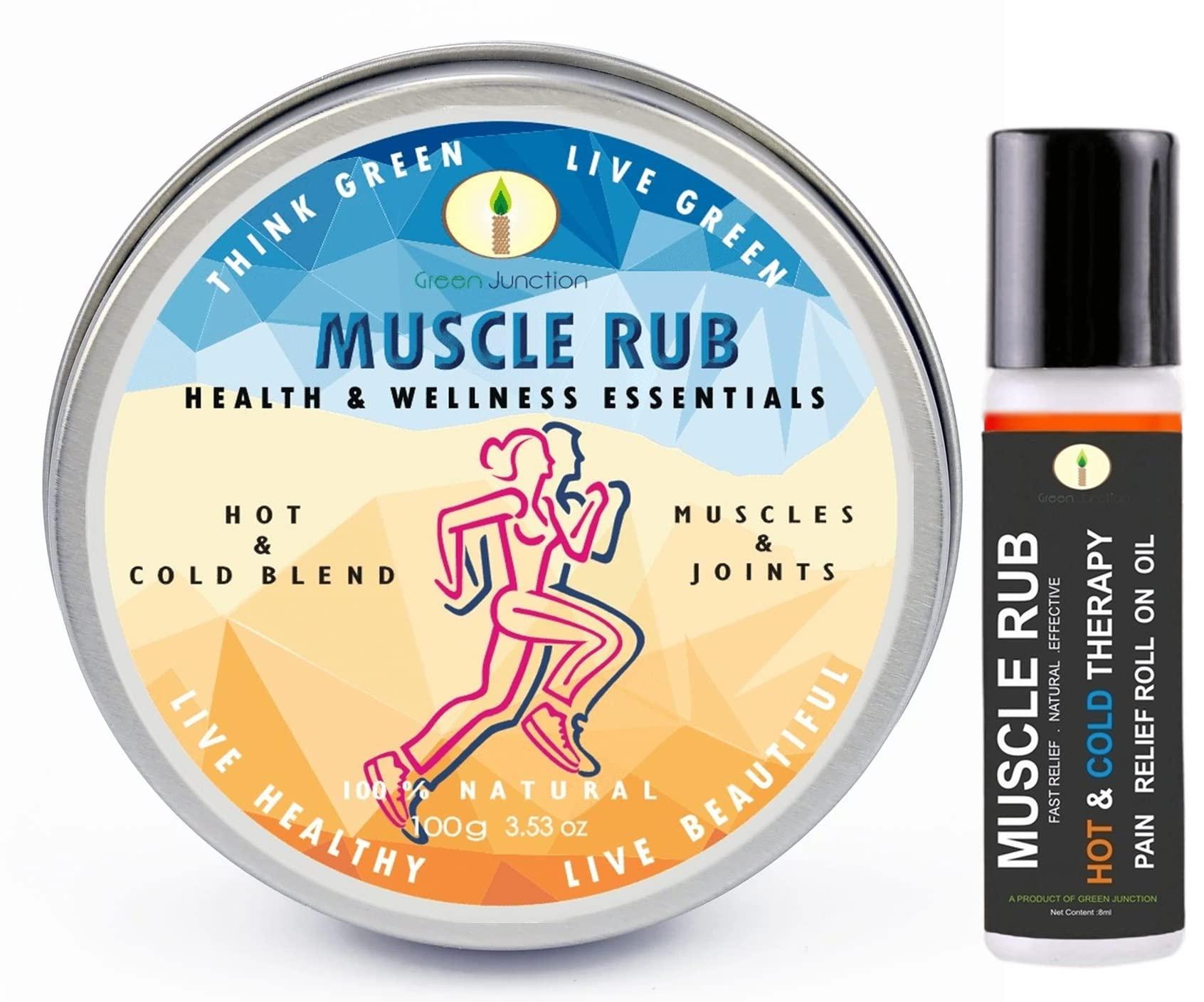 Green Junction Green Junction All Natural Muscle Rub For Muscles & Joint Pain Relief with Roll on Oil (100+10 g)