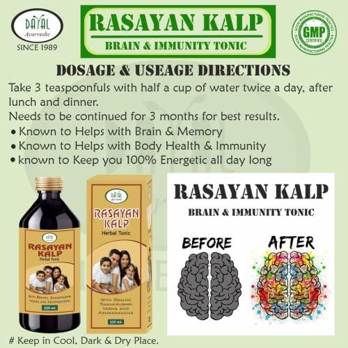 Dayal Ayurvedic Dayal Ayurvedic Rasayan Kalp Brain Tonic With Brahmi, Shankhpushpi, Ashwagandha and Other 8 Herbs & Botanicals Pack Of 1(225ml X 1)