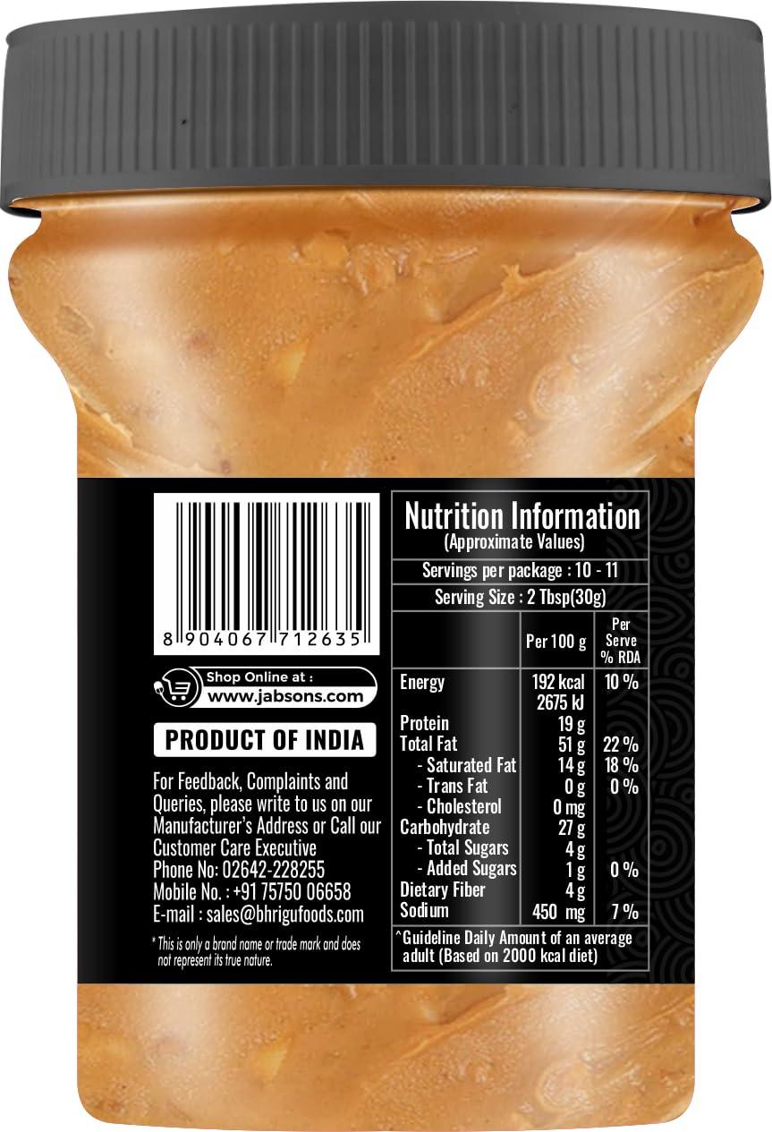 Jabsons Jabsons All Natural Tandoori Peanut Spread Butter 350g | 19g Per 100gm Protein | High in Protein Spread, Gluten & Cholesterol Free, Nut Butter