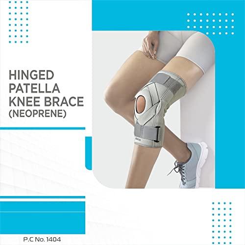 Vissco Vissco Neoprene Hinged Patella Knee Brace (Moderate Support), Knee Support for Pain Relief, Knee Injury Braces for Walking, Running, Gym, Workout - (CLOSED TYPE) - Small (Grey)