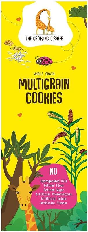 THE GROWING GIRAFFE The Growing Giraffe Multigrain Cookies (Tasty, Healthy & Nutritional Snacks for Everyone) with Ragi, Jaggery, Oats & Whole Wheat Flour | No Added Preservatives, Flavor & Color - 160 Grams (Pack of 1)