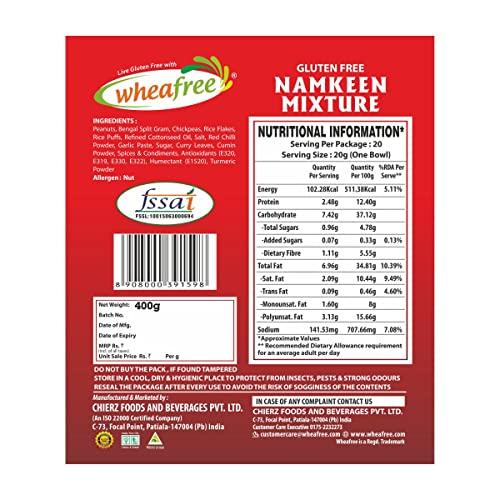 wheafree Wheafree Gluten Free Namkeen Mixture - Pack of 2 (400g each) | Delicious, Ready to Eat Indian Snacks | Tasty Crispy & Crunchy Savoury Snacks | Tangy and Spicy Flavour