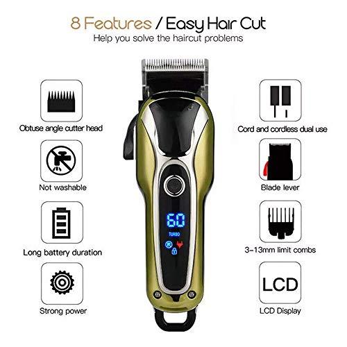 JVVD JVVD JEQUL 5-Star Rechargeable Suitable for professional hair trimming Electric Shaving Machine For family Razor Barber Cutting Beard Trimmer Haircut Set Cordless (Gold)