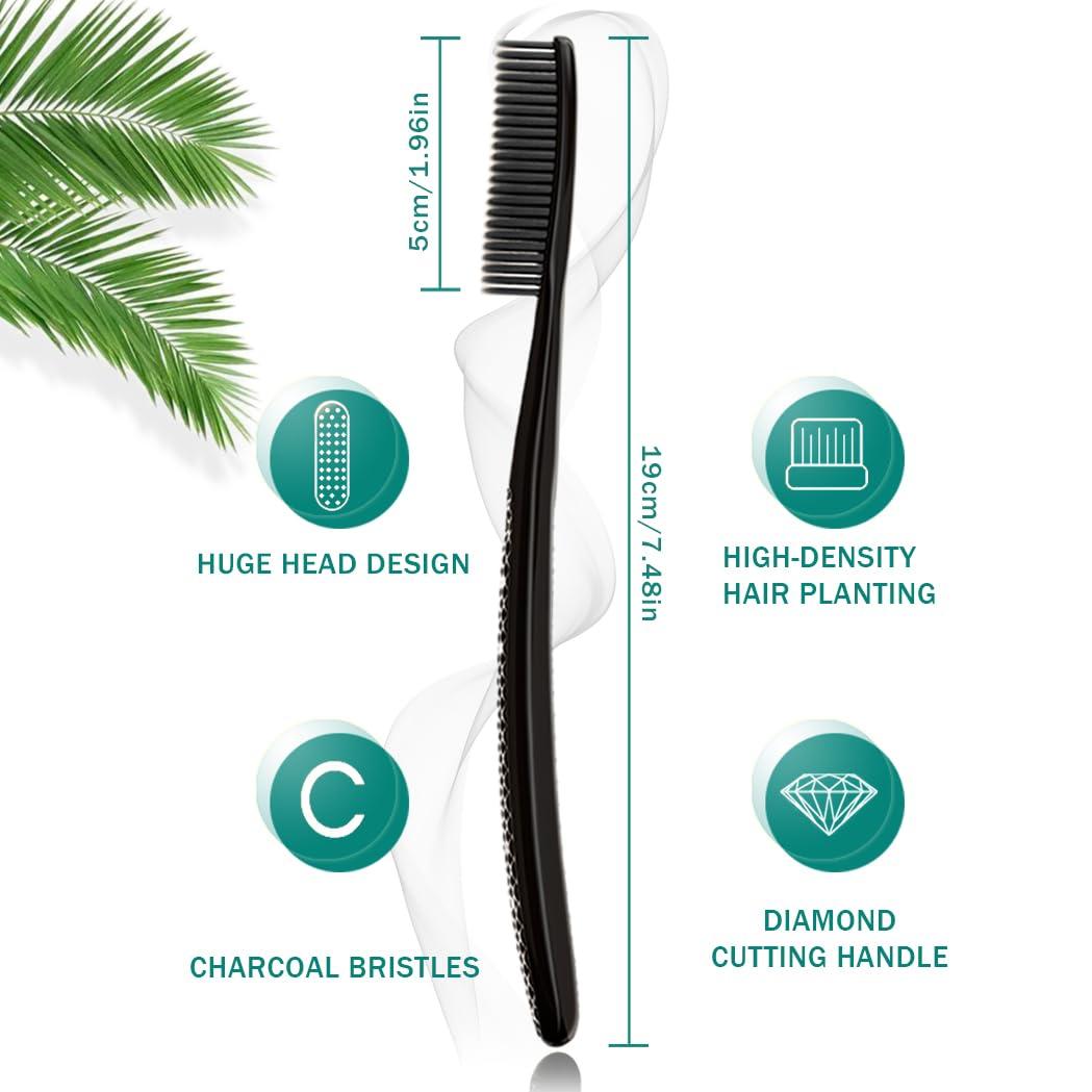 Gold Dawn Gold Dawn Huge Head Toothbrush, Pack of 4 Black Medium Soft Charcoal Bristles, Excellent Cleaning Effect, Upgraded Toothbrush for Dail Dental Care and Sensitive Teeth and Gums.