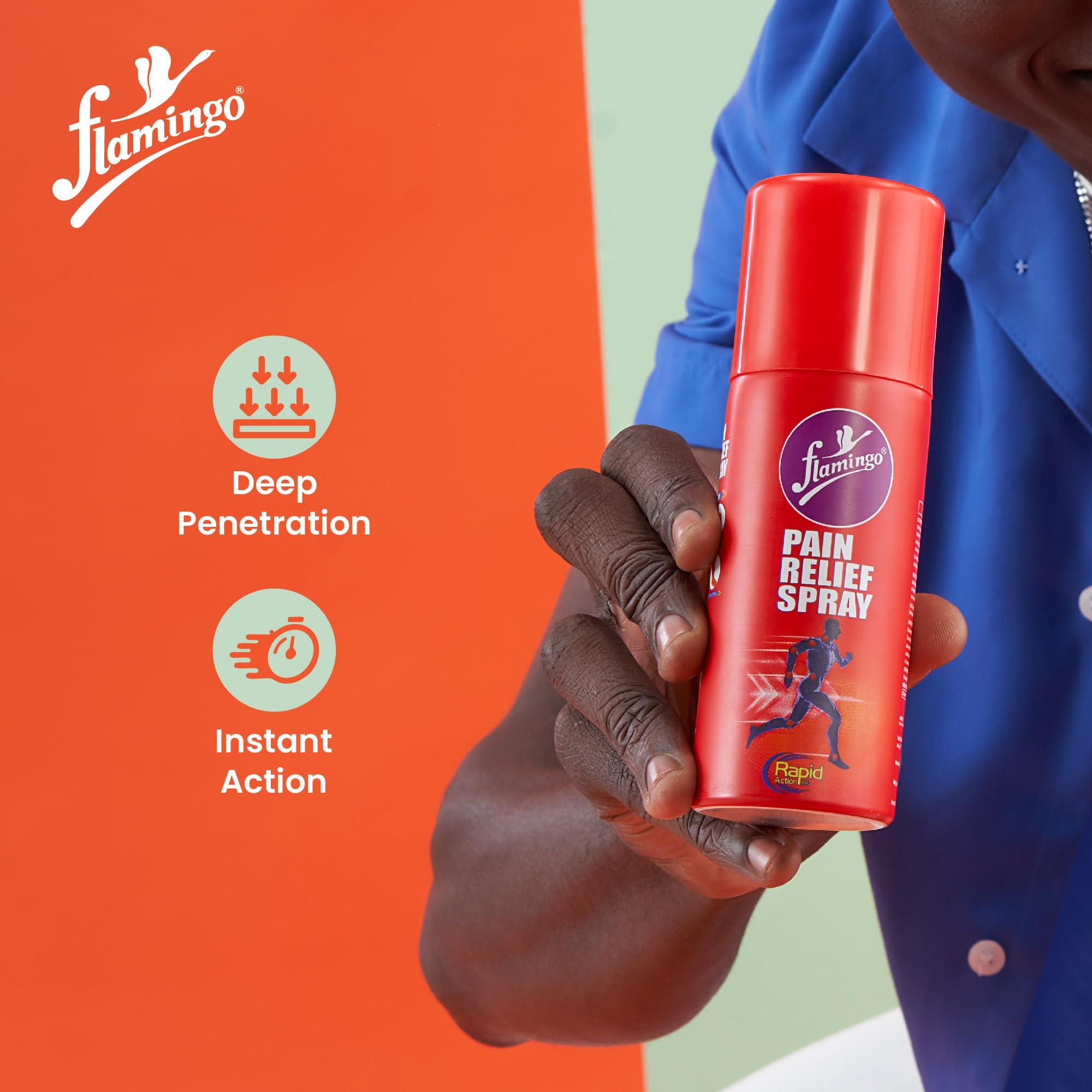 Flamingo Flamingo Pain Relief Spray | 100g | Pack of 1 | Effective in Muscle Pain, Back Pain, Joint Pain, Knee Pain & Ankle Pain | Suitable for Sports activities Fitness or Gym Workout injuries