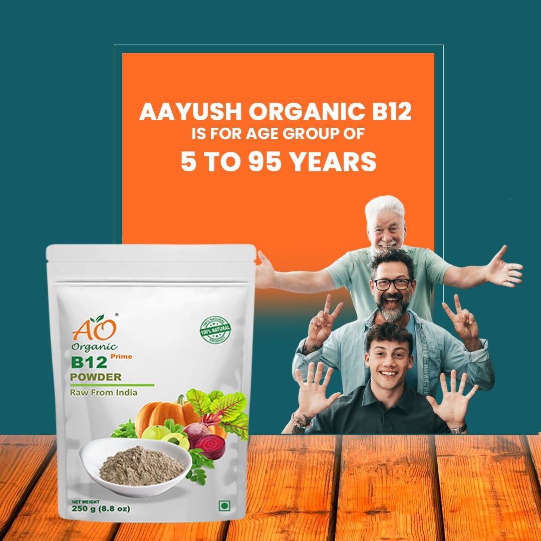 AO ORGANIC AO Organic Vitamin B12 Suppliment | Boost Immunity | Improve B1, B2, B3, B4, B6, B8, B10, B12, etc. | Multi Vitamin Suppliment| Powder | 250 gm