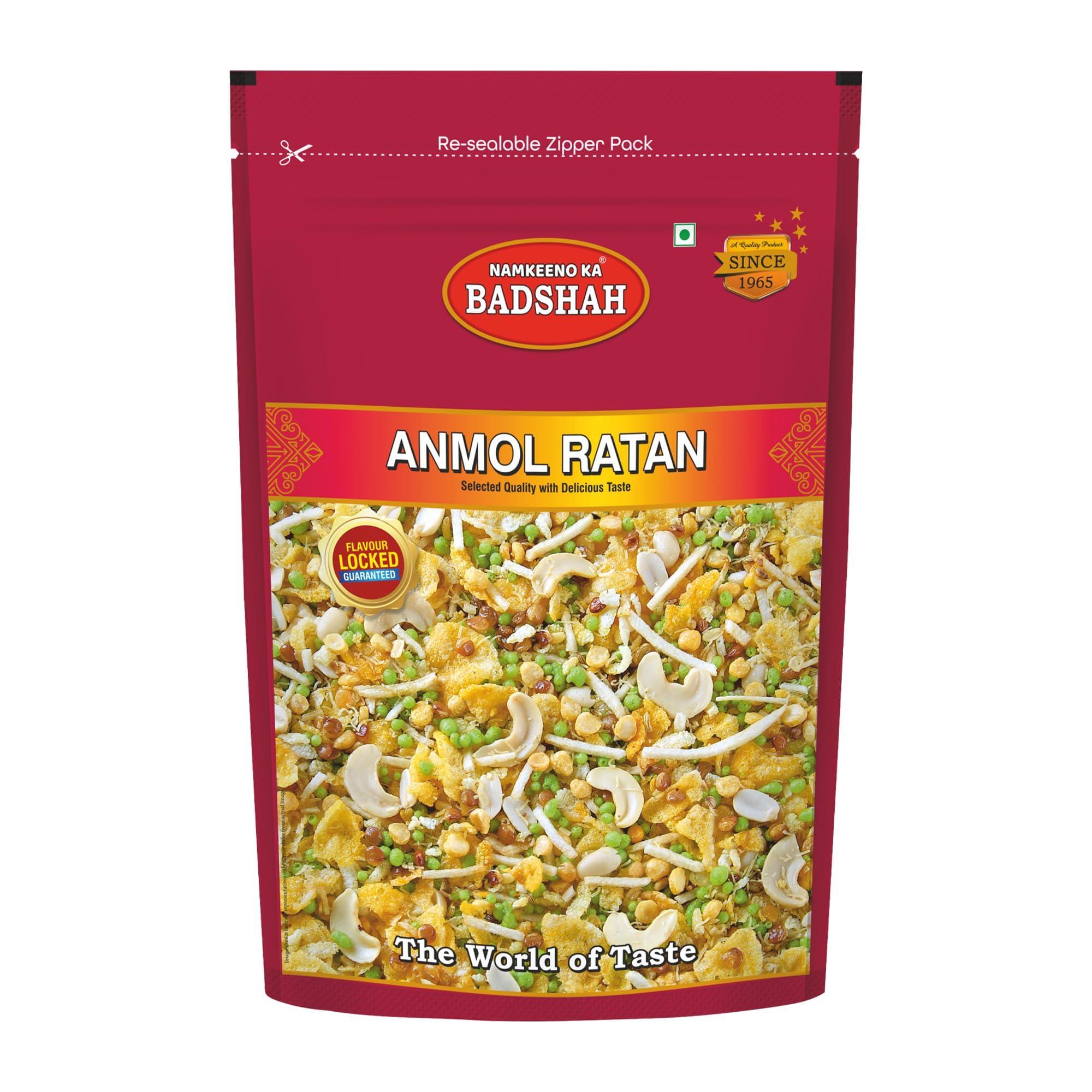 NAMKEENO KA BADSHAH Badshah Combo Pack of Anmol Ratan Kaju Mixture Namkeen 1Kg and Aloo Bhujia 400gm Namkeen Gift Offer, Tangy & Spicy Indian Dalmoth, Ready to Eat Crispy & Light Snacks