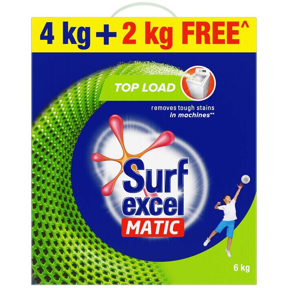 Surf Excel Surf Excel Matic Top Load Detergent Powder, 2 kg & Matic Top Load Detergent Powder - 4 Kg with Free 2 Kg Combo