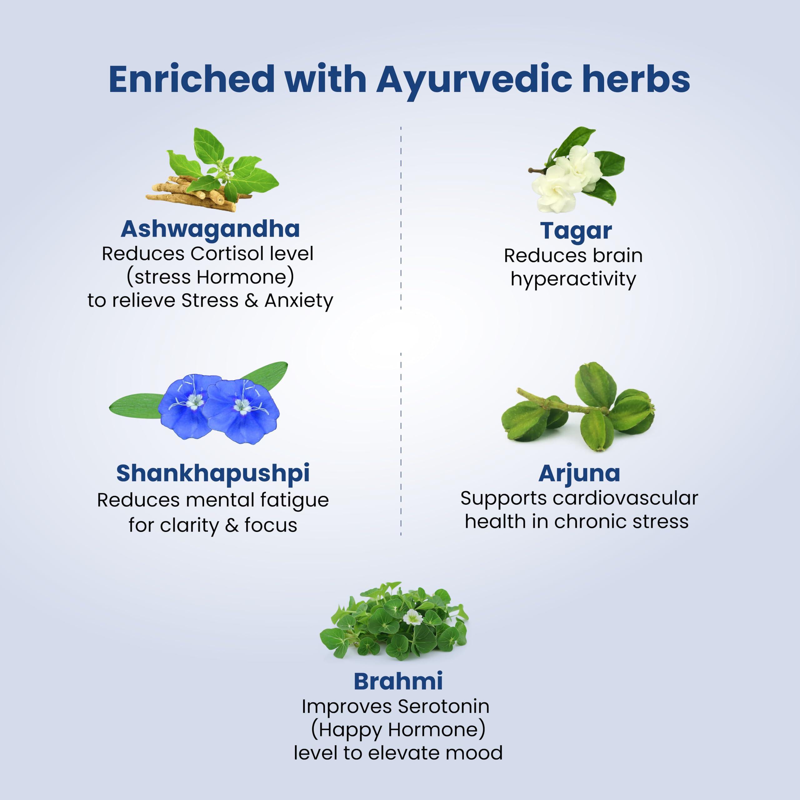 Charak Vedistry Mentacalm tablets | Ayurvedic Support for stress, anxiety & mental calmness -90 tablets Pack of 3