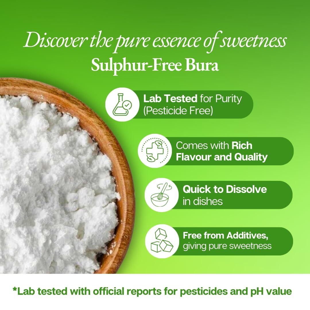 PRO ORGANIC LIFE Pro Organic Life Sugar Bura 2 kG - Powdered Sugar | Boora | Sulphurless Sugar