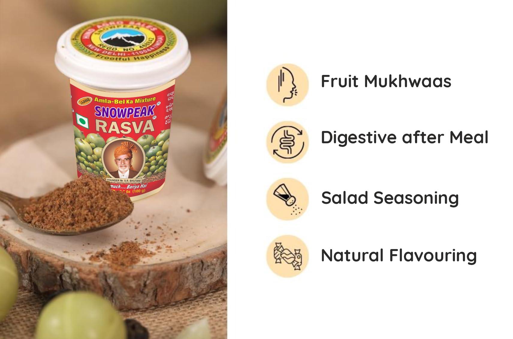 Snowpeak Snowpeak Rasva Fruit Mukhwaas| After Meal Indian Digestive Treat| Amla & Bel(Wood Apple) Mixture| Indian Origin Vegan and Gluten Free – Combo (Pack of 3 x 25g)