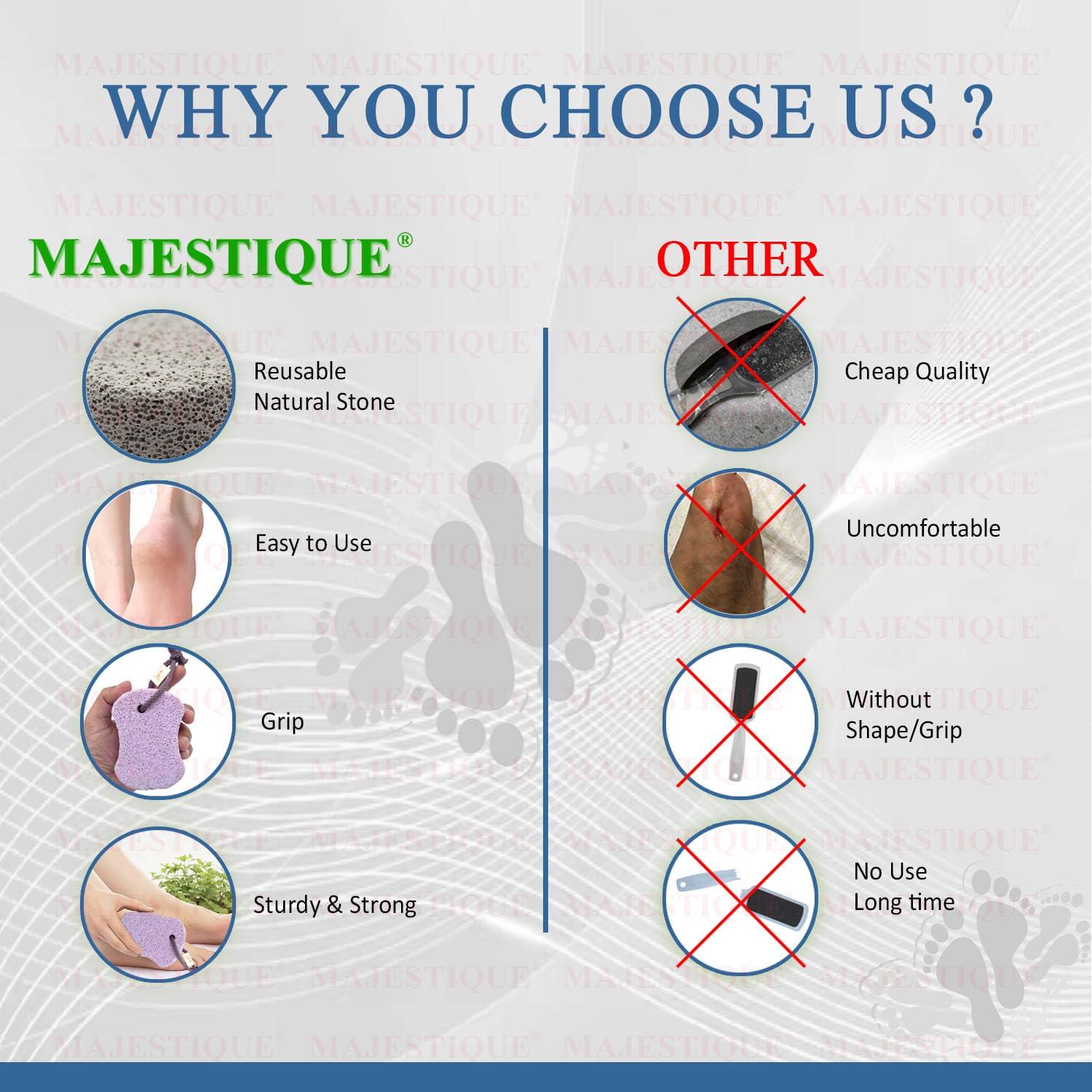 MAJESTIQUE Pumice Stone for Feet 2 pcs, Majestique Natural Lava Pedicure stone for Body, Bath Stone, Pumice Stone Remove Dead Skin for Hand, Pubic Stone Scrubber Foot Stone Exfoliating, Foot, Elbows