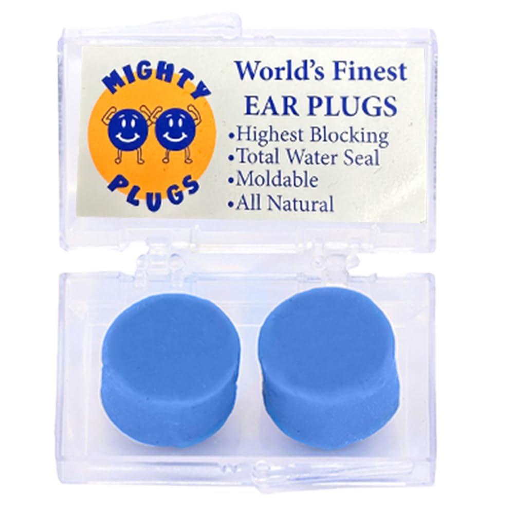 World\'s Finest Mighty Plugs Mighty Plugs - (1 Pair) USA Made Worlds Best Ear Plugs For Sleeping - 100% Waterproof Swimming Earplugs - Best Ear Plugs Noise Reduction - Finest Ear Protection - and a MUST for Concert Ear Plugs