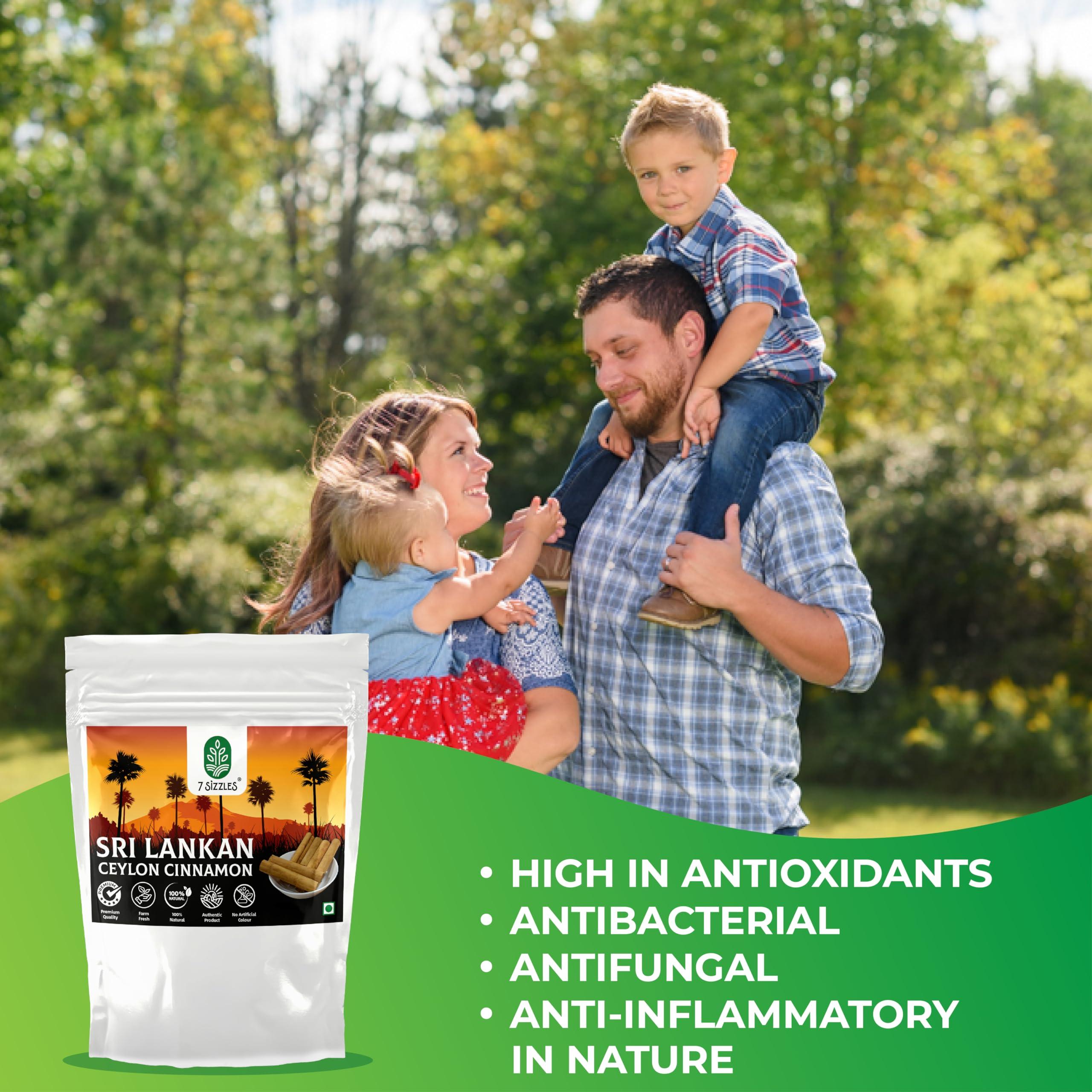 7 Sizzles 7 Sizzles SriLankan Ceylon Cinnamon Stick/Dalchini Sticks/Fresh True Cinnamon Quills (Cinnamomum verum) (2x250 Gm) (500 Gm)