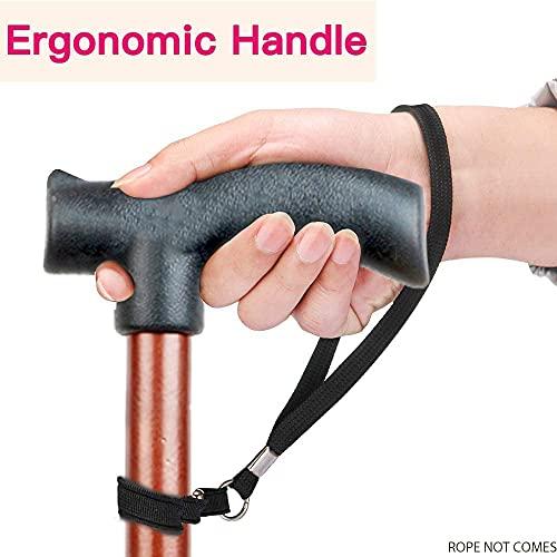 COMPORT Comport Premium Adjustable Walking Cane with 4-Pronged Base for Extra Stability Works for Right or Left Handed Adults & All (Brown)