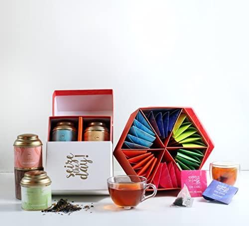 OH CHA OH CHA - Green tea Wellness Box, Tea Gift Set | A box of 4 Healthy Teas for the Whole Day | Morning Energise, Afternoon Boost, Evening Cleanse and Night Time Unwind | Gifts for women, men | 100% Whole