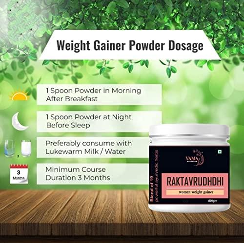 Vama ayurveda Raktavrudhdhi Women Weight Gainer for Increase Breast Muscle, Weight Gain and Mass Gain for Women - 500gm , Cardamom Flavor