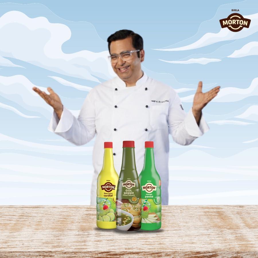 Morton Morton Lime Juice Cordial, Mango Panna & Golgappa Pani Masala|Refreshing Combo With Fresh Fruits|No Artifical Colours & Preservatives|Lemon Juice, Gol Gappa Pani & Mango Panna Squash Combo Of 3