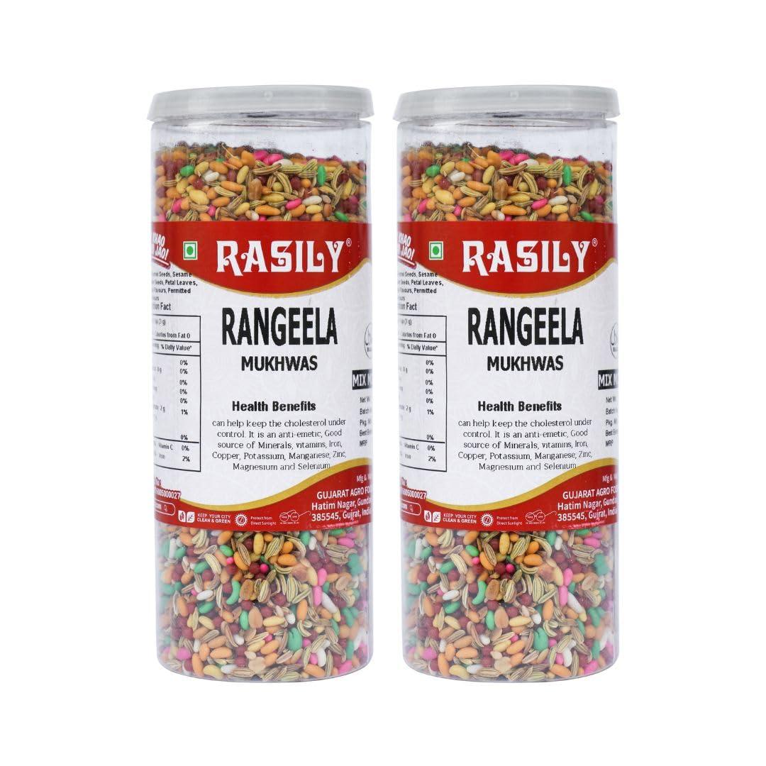 RASILY Rasily Rangeela Mukhwas Traditional Mukhwas Mix Home Made Mouth Freshener, Digestive and Hygienically Packed After-Meal Snack. 230g, (Pack of 2)
