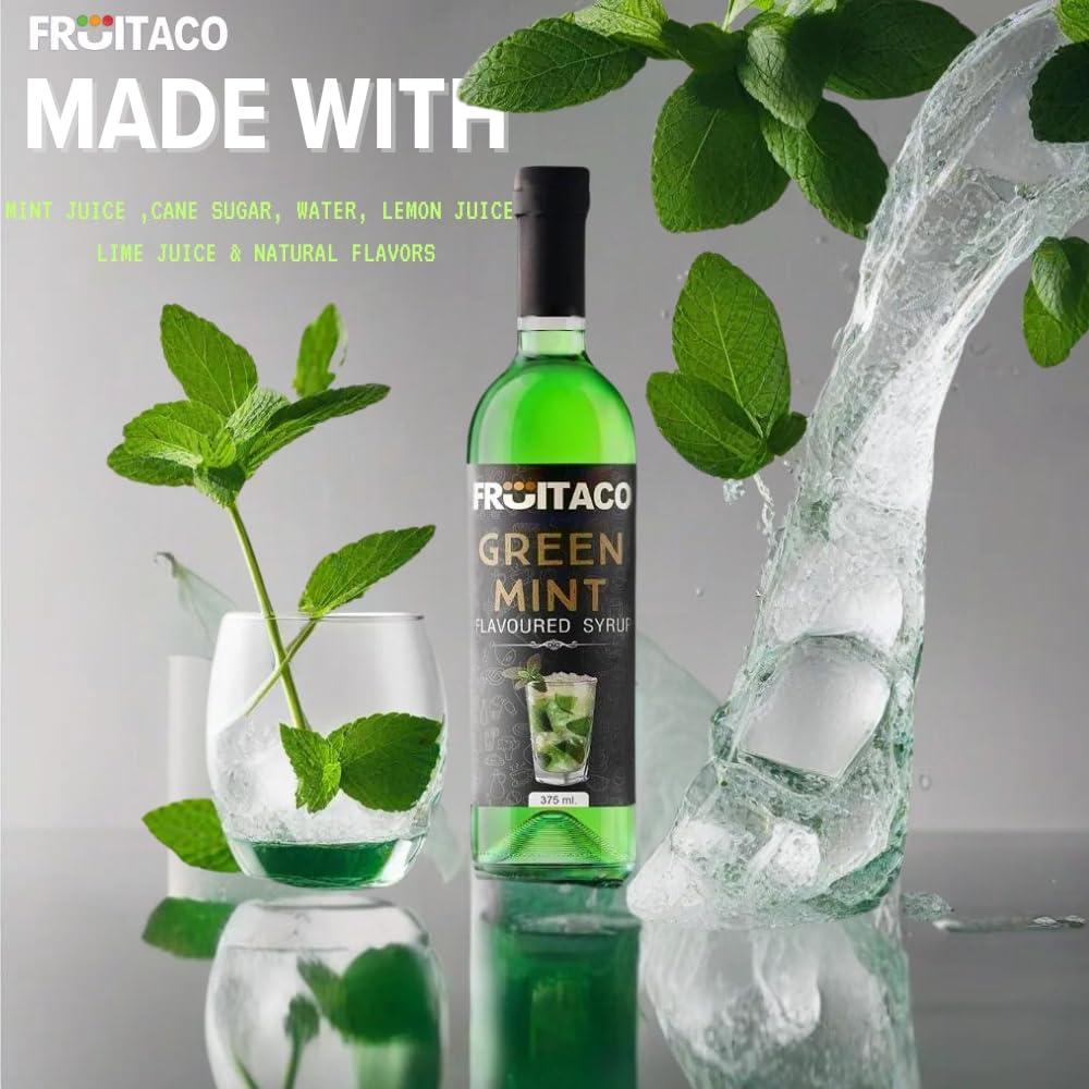 Fruitaco Fruitaco Blue Curacao Liquid Syrup Grenadine Green Mint Mojito Mint - Mocktail Syrup, Cocktail Mix, Cocktail Syrup Mojito Syrup Perfect For Mocktails&Cocktails,Mint Syrup Flavor Pack Of 4 (375 Ml)