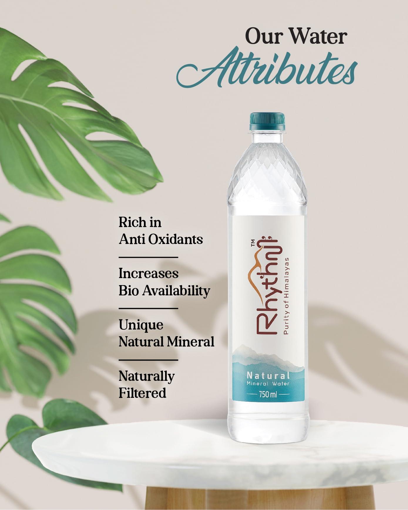 Rhythm Rhythm Water - Purity of Himalayas - Natural Mineral Water 750 ML (15 Pack)