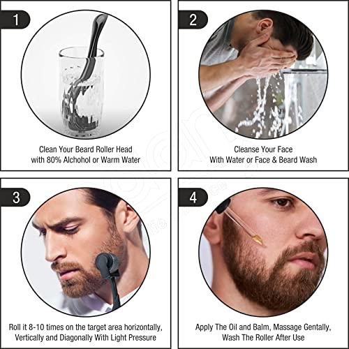 SAAN Life Science SAAN Advanced Beard Growth Kit with 0.5mm, 540 titanium needle Beard Activator (Dermaroller), Onion Beard Growth Oil and Beard & Face Wash| Fast Beard Growth