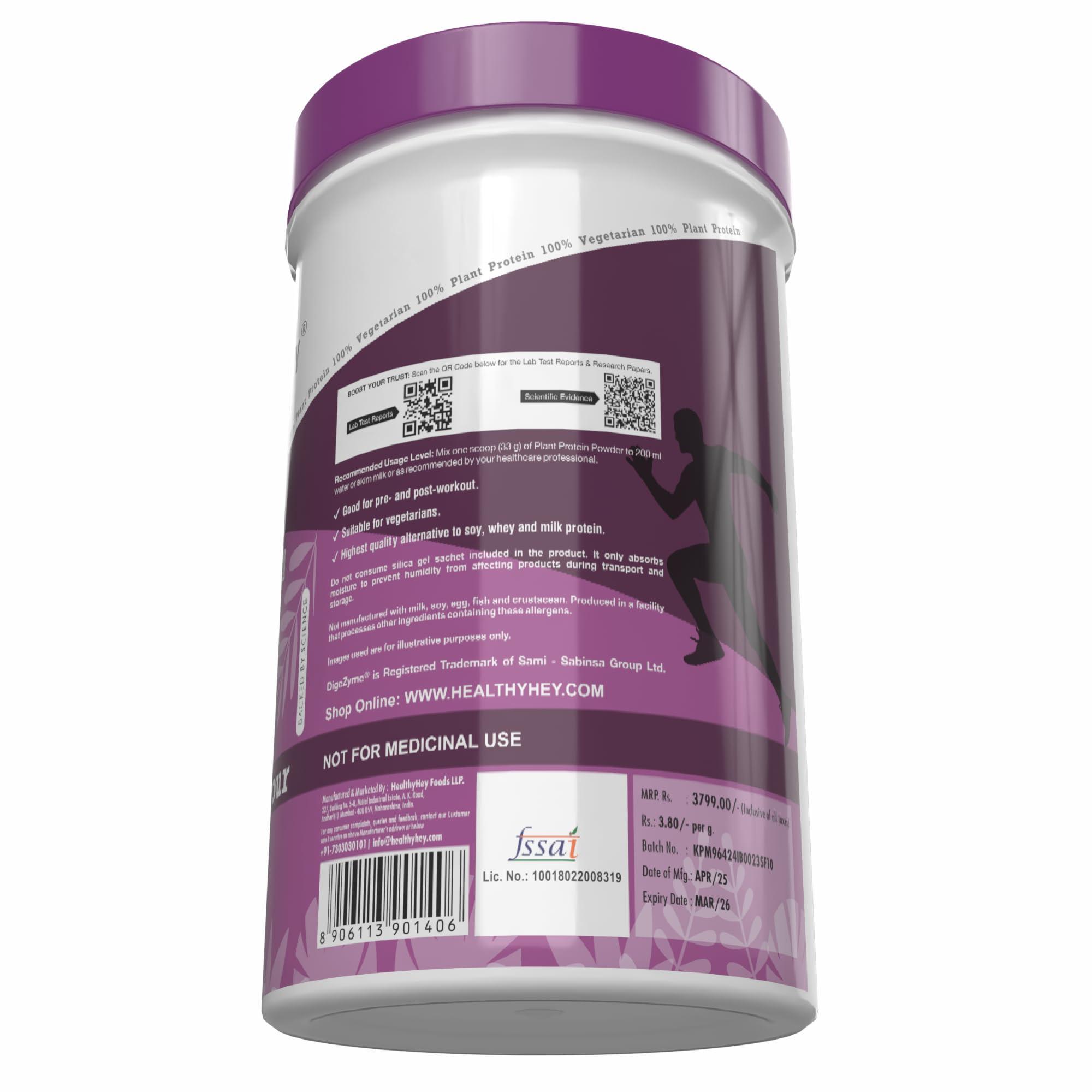 HealthyHey Nutrition HealthyHey Nutrition Plant Protein Powder, Vegan Protein, Low Net Carbs, Non Dairy, Gluten Free, Lactose Free, No Sugar Added, Soy Free, Non-GMO (Strawberry, 1Kg)