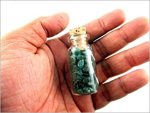 Jet International Crystal Jet Green Mica Chips Mini Glass Bottle Gemstone Reiki Chakra Balancing Holistic Spiritual