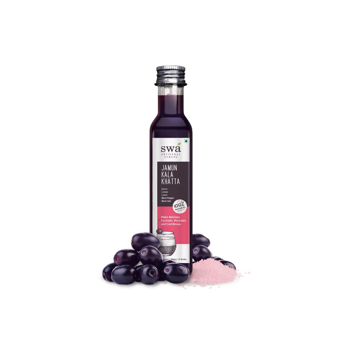 Swa Artisanal Syrups Swa Artisanal Syrups - Jamun Kala Khatta, 100% Natural, Liquid, 250Ml Makes 10-15 Drinks, Syrup For Cocktails/Mocktails/Lemonades/Ice Gola/Craft Coffee