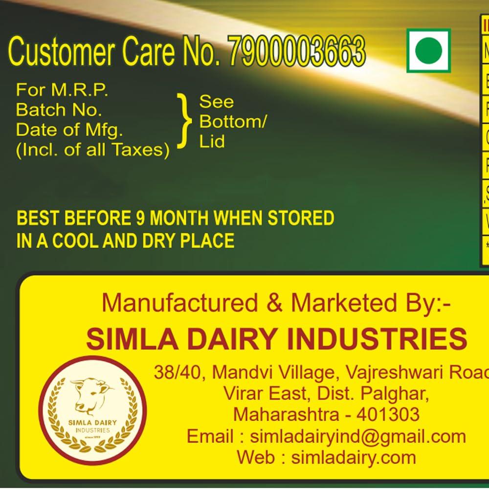 Simla Dairy Industries Simla Dairy Industries Suhana Simla Premium 5 Liter Danedar Buffalo Ghee Pure Desi Ghee - 5000 Ml