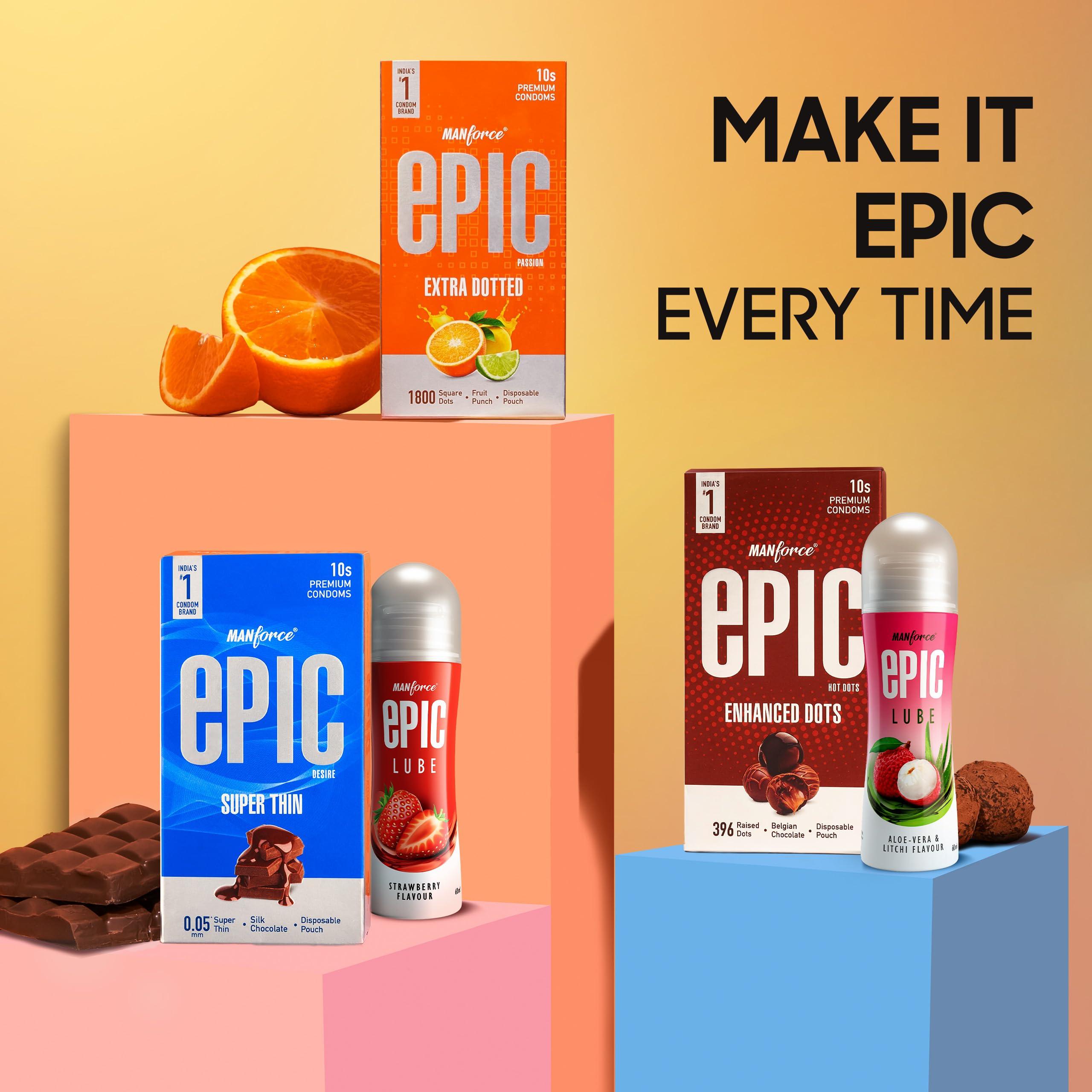 Manforce Manforce Epic Passion | Extra Dotted Condom for Intense Pleasure | Fruit Punch Flavour | 10 Pcs