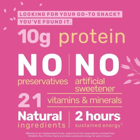 RiteBite Max Protein RiteBite Max Protein Daily Fruit & Nut 10g Protein Bars [Pack of 6] Protein Blend, Fiber, Vitamins A,C,E, No Preservatives, 100% Veg, For Energy, Fitness & Immunity - 300g