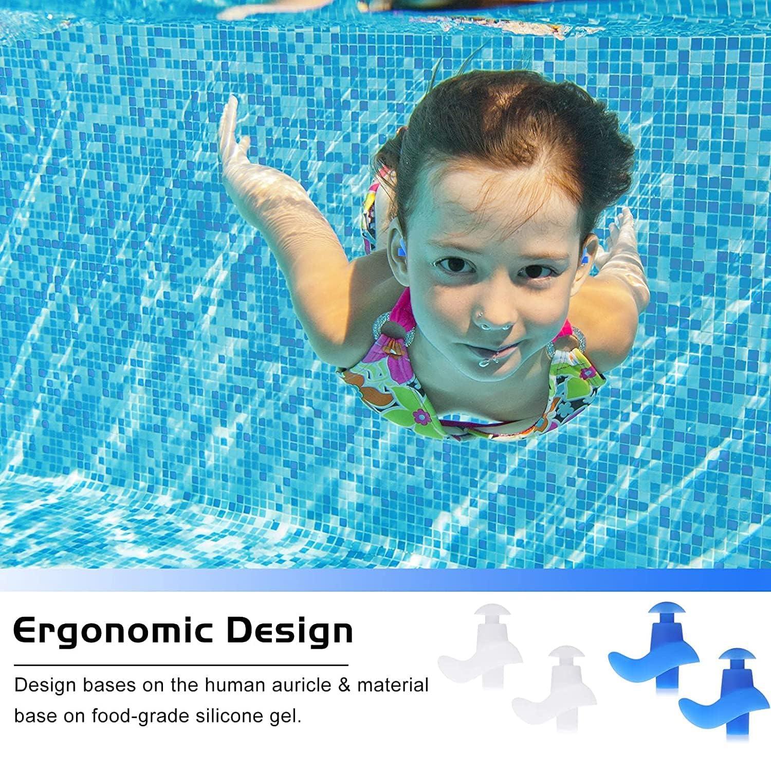 James International Silicone Earplugs for Swimming Bathing Shower Watersports Sleep Sound reducing airplane travel study snore loud events concerts Reusable for Adult and children 2 Pair (Grey)