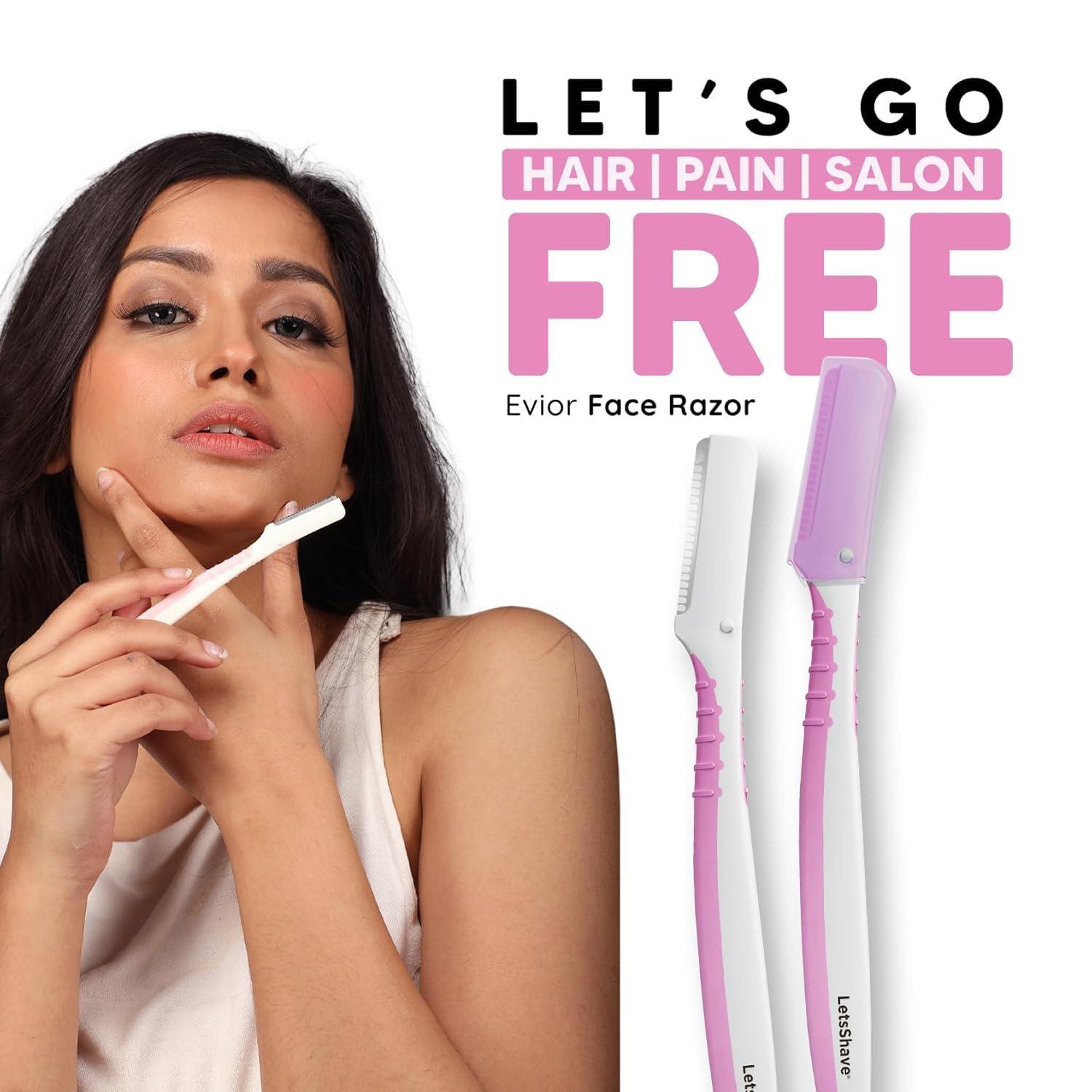 LetsShave LetsShave Evior Face & Eyebrow Razor For Women - Pack of 6 + Free Transparent Shave Gel 15ml | Skin-Safe Hair Removal Razors | For Eyebrows, Upper Lip, Forehead, Peach Fuzz | 300 Days of Dermaplaning