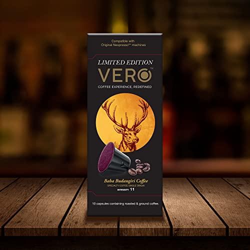 VERO VERO, Nespresso Compatible Coffee Pods, Limited-Edition "Baba Budangiri Coffee Capsules", Intensity 11 of 12, Single Origin Arabica Coffee, Dark Roast, Freshly Roasted Coffee Pods